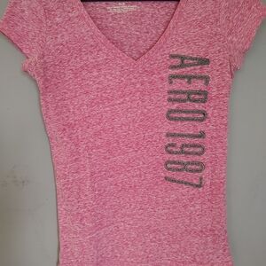AE Women's Pink T-shirt with Glitter Lettering